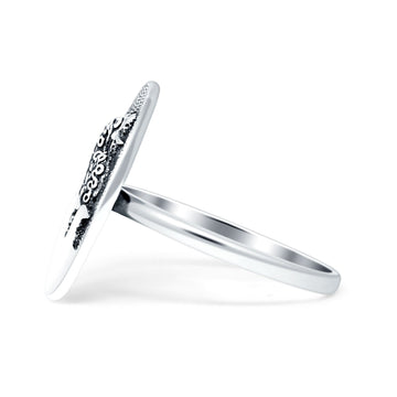 Oval Octopus Starfish Oxidized Ring 925 Sterling Silver Wholesale